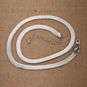 Herringbone Chain Necklace in Silvertone